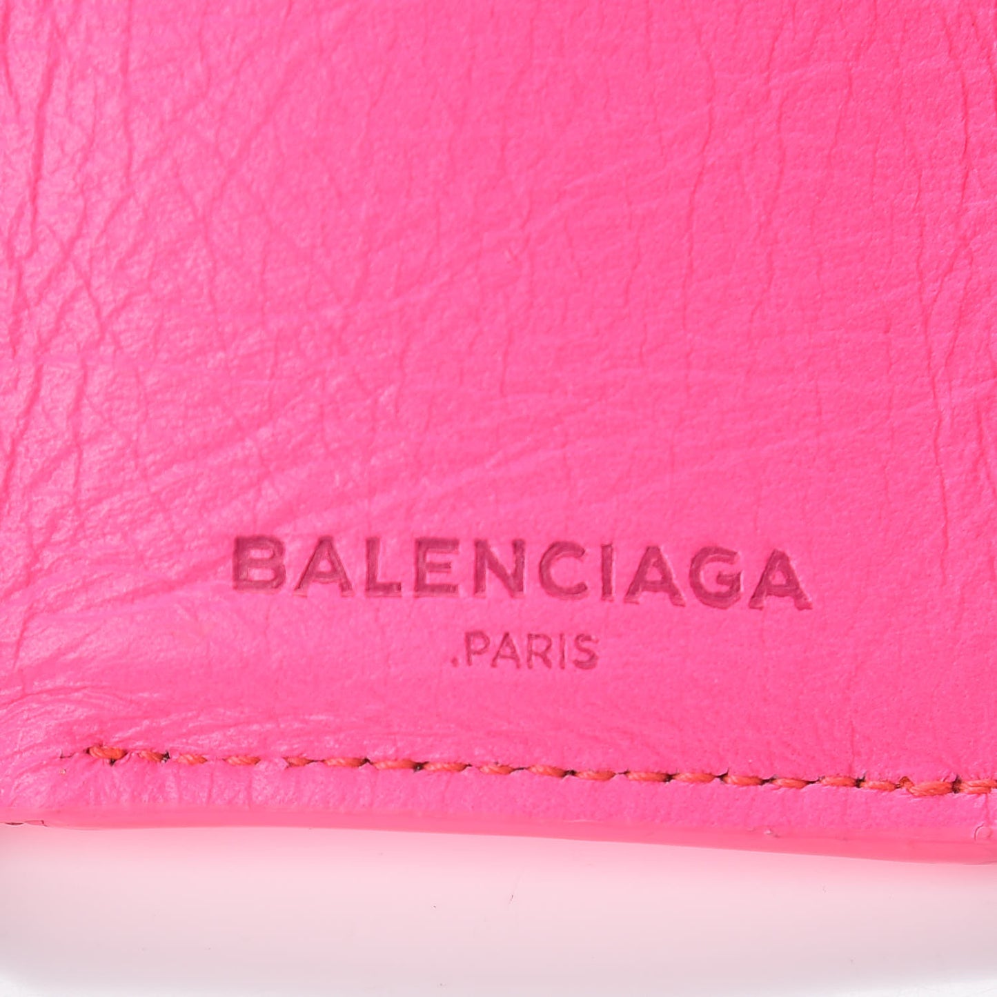 Agneau Arena Classic Hardware Mini Wallet Rose Fluo