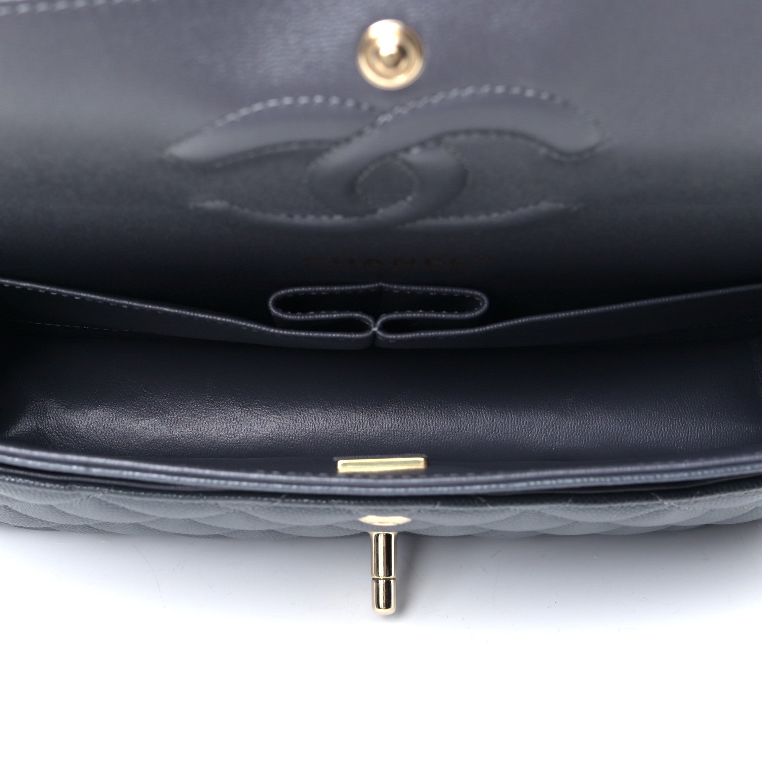 Chanel Caviar Quilted Medium Double Flap Dark Grey 4 of 5