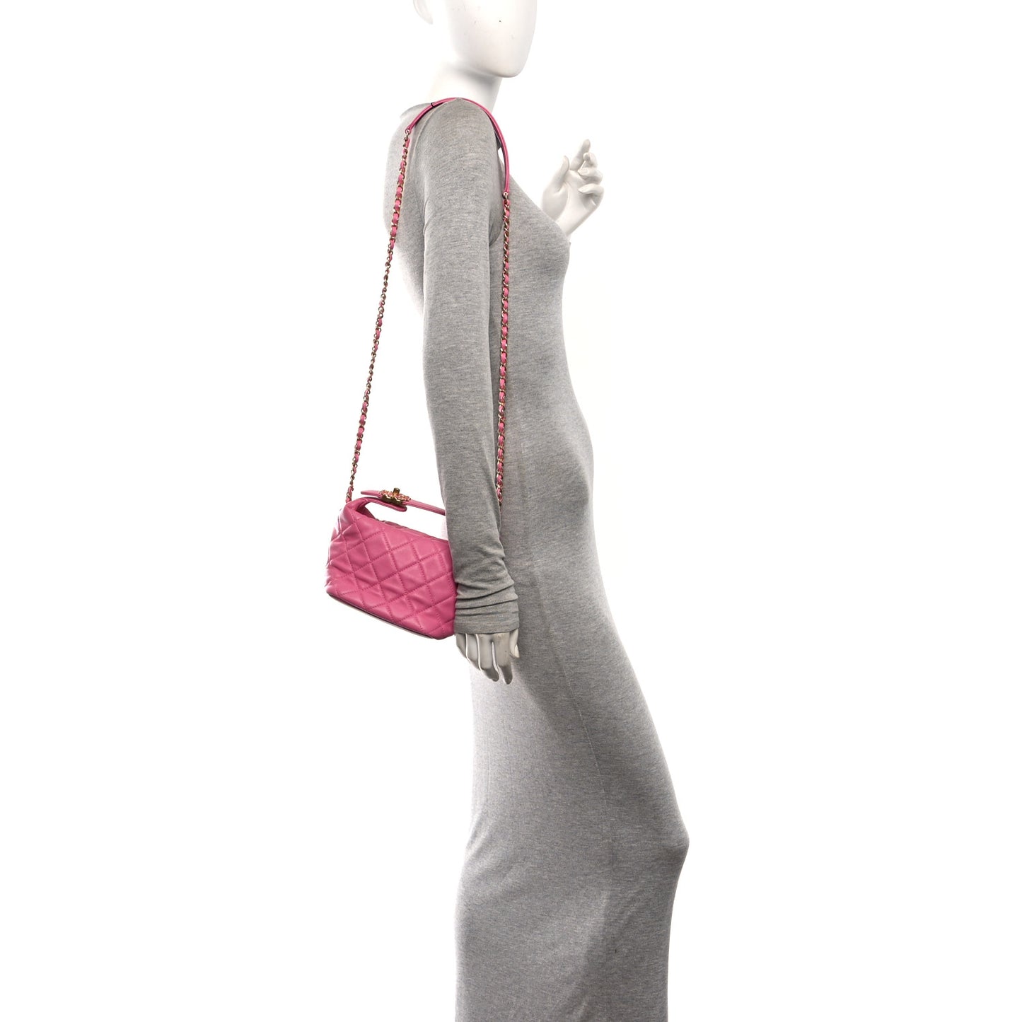 Lambskin Quilted Small Perfect Meeting Hobo Pink