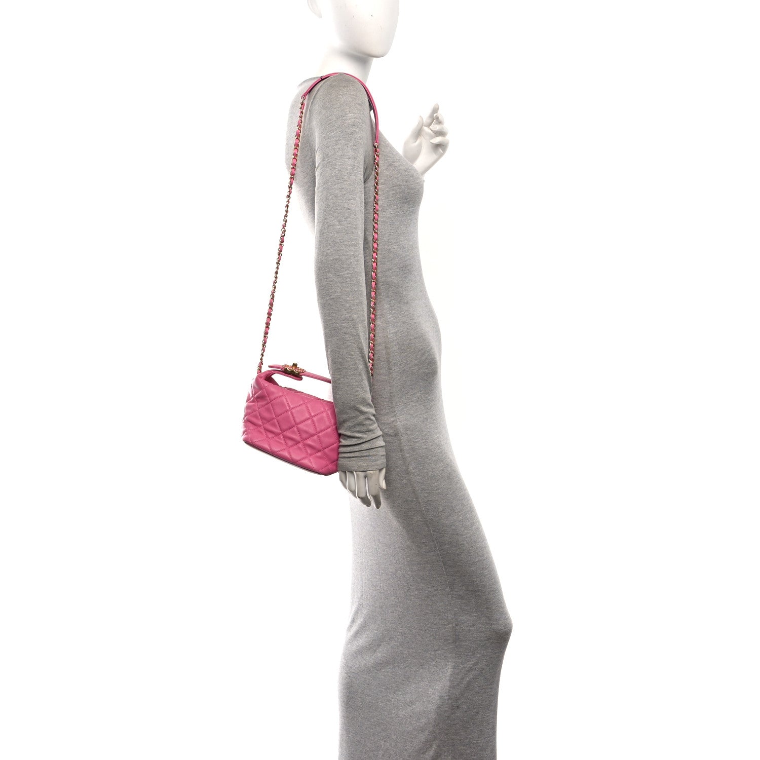 Chanel Lambskin Quilted Small Perfect Meeting Hobo Pink 2 of 10