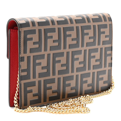 Fendi Vitello Cruise F is Fendi FF 1974 Embossed Medium Envelope Wallet On Chain Fragola Maya Black 3 of 8