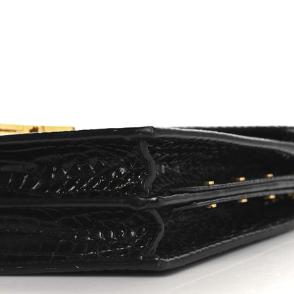 Saint Laurent Calfskin Crocodile Embossed Monogram Cassandra Clasp Bag Black Rouge Legion 10 of 10