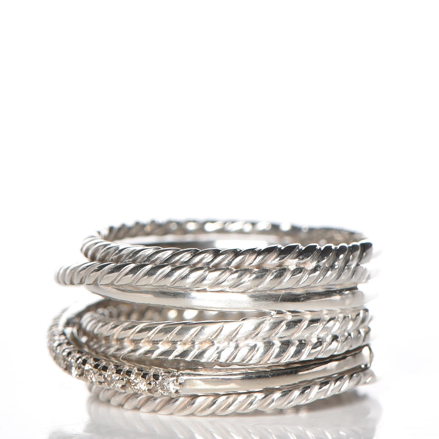 Sterling Silver Diamond 11mm Wide Crossover Cable Ring 54 7