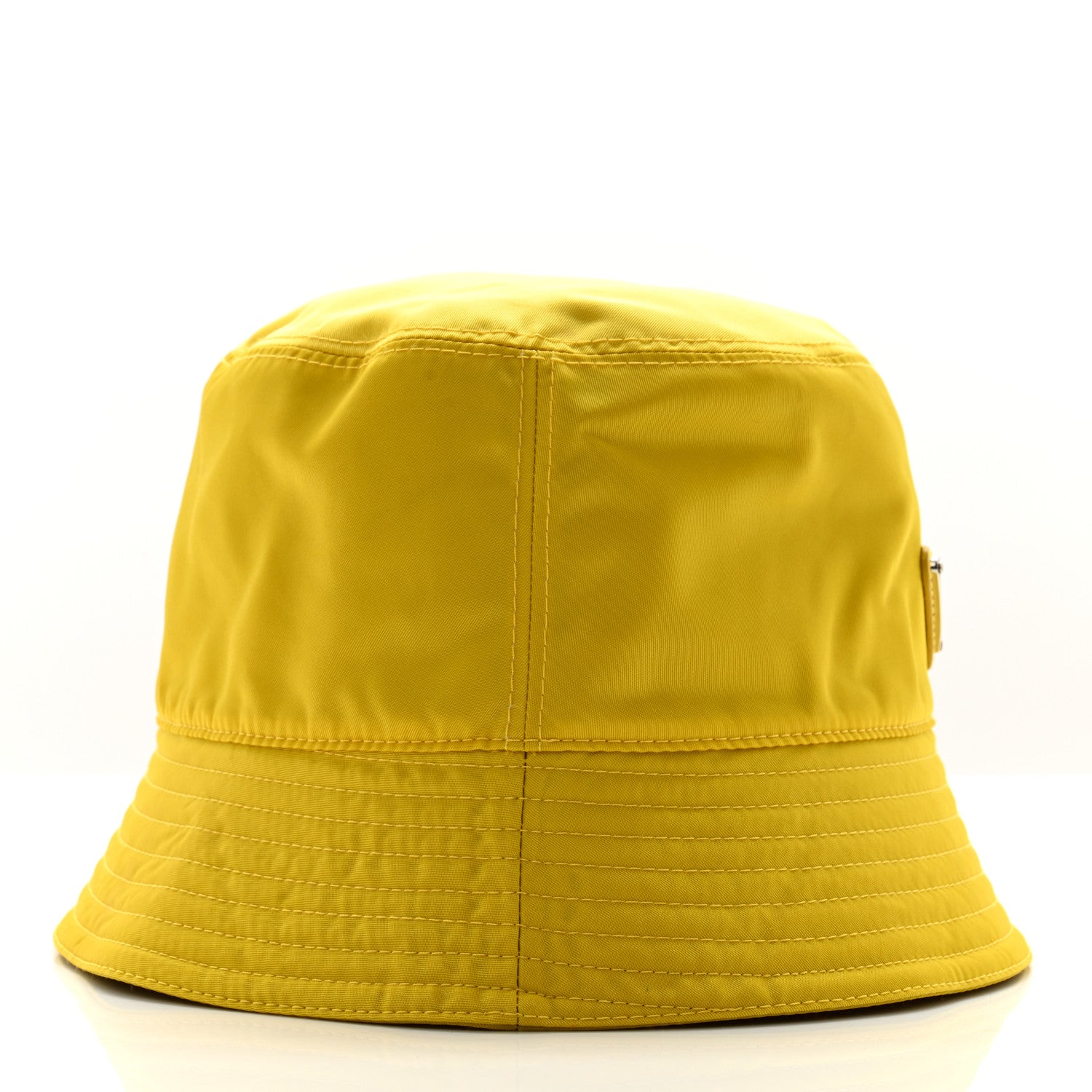 Prada Re-Nylon Metal Triangle Logo Mens Bucket Hat M Giallo 5 of 8