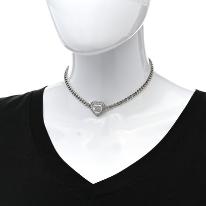 Chanel Pearl Crystal CC Heart Choker Necklace Silver Blue Gold 2 of 5