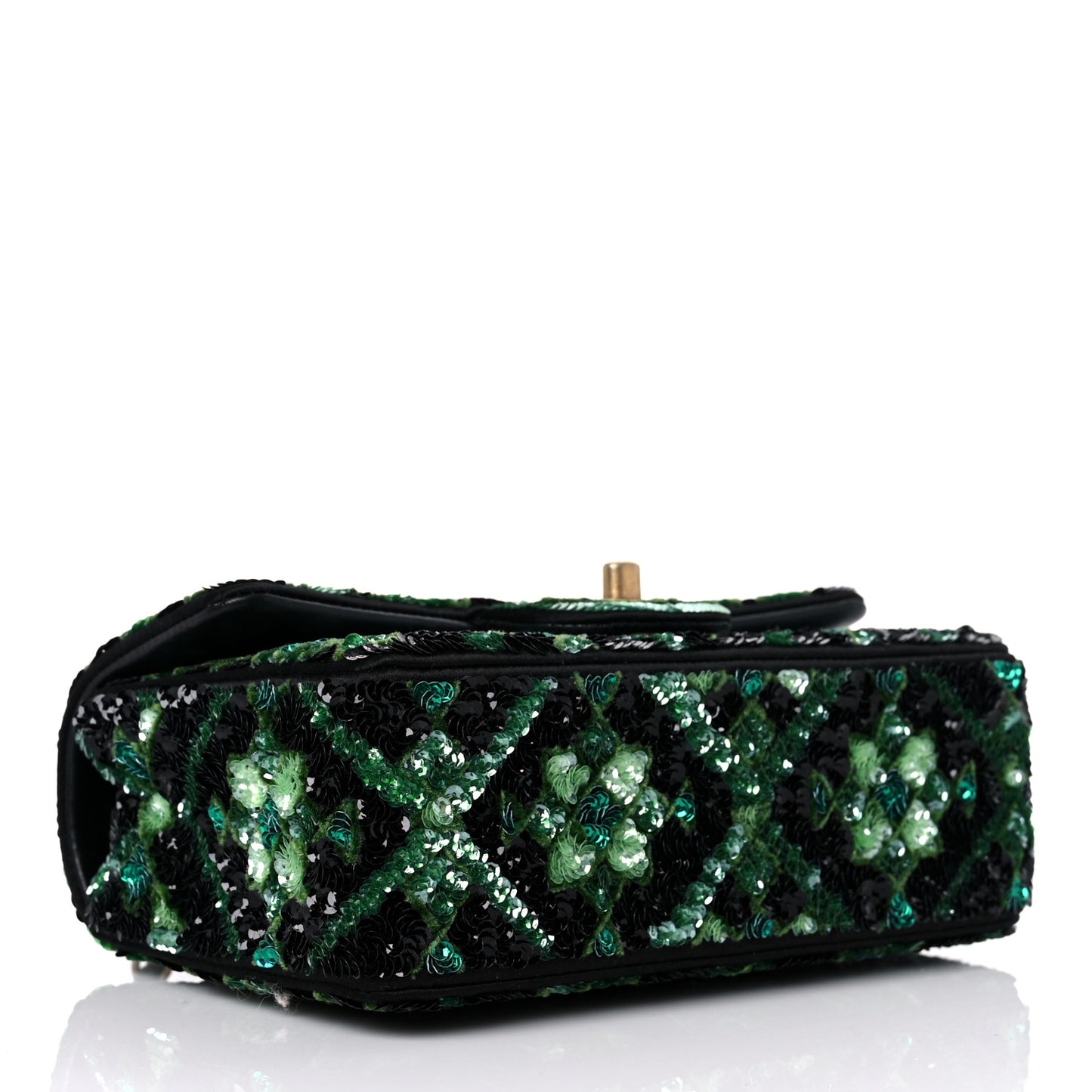 Sequin Mosaic Mini Rectangular Flap Green Black