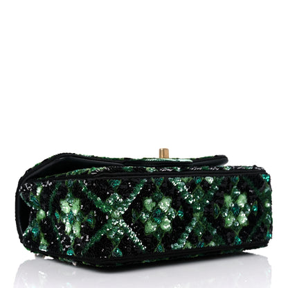 Chanel Sequin Mosaic Mini Rectangular Flap Green Black 3 of 9