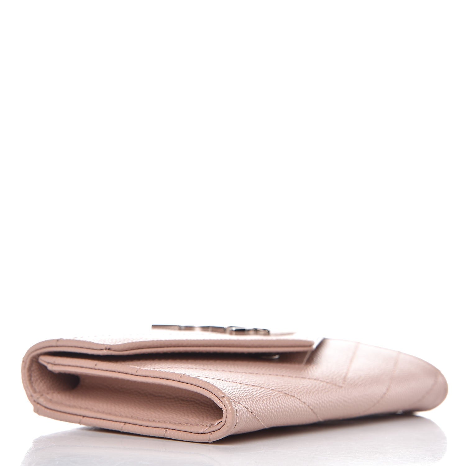 Saint Laurent Grain De Poudre Matelasse Chevron Small Monogram Envelope Wallet Pale Blush 4 of 7