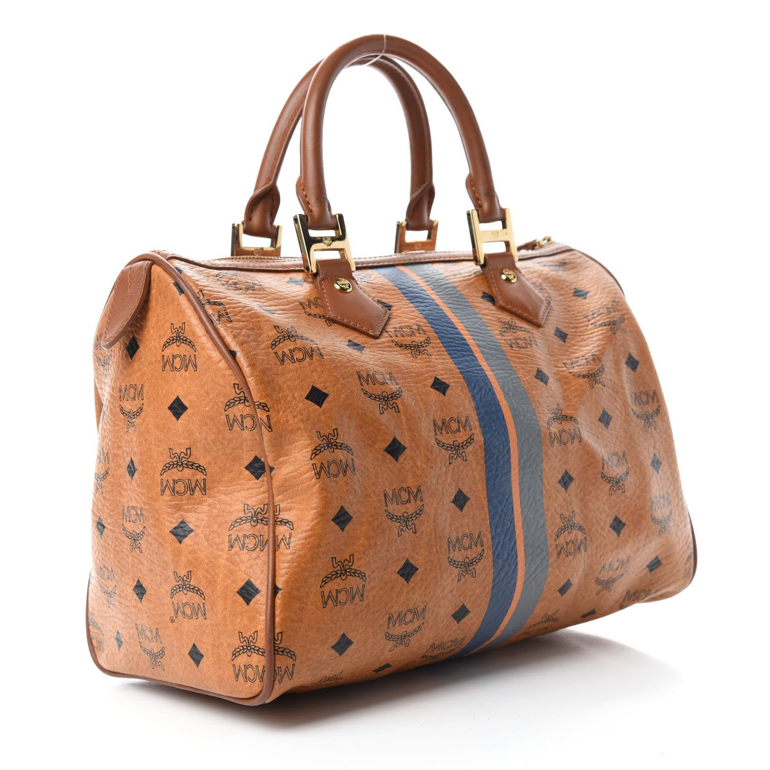 MCM Visetos Dog Bone Boston Bag Cognac 3 of 14