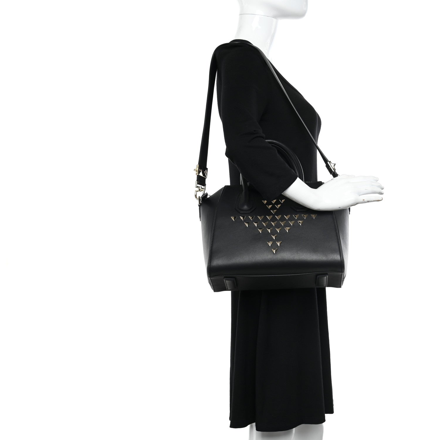 Givenchy Calfskin Triangle Studded Small Antigona Black 2 of 10