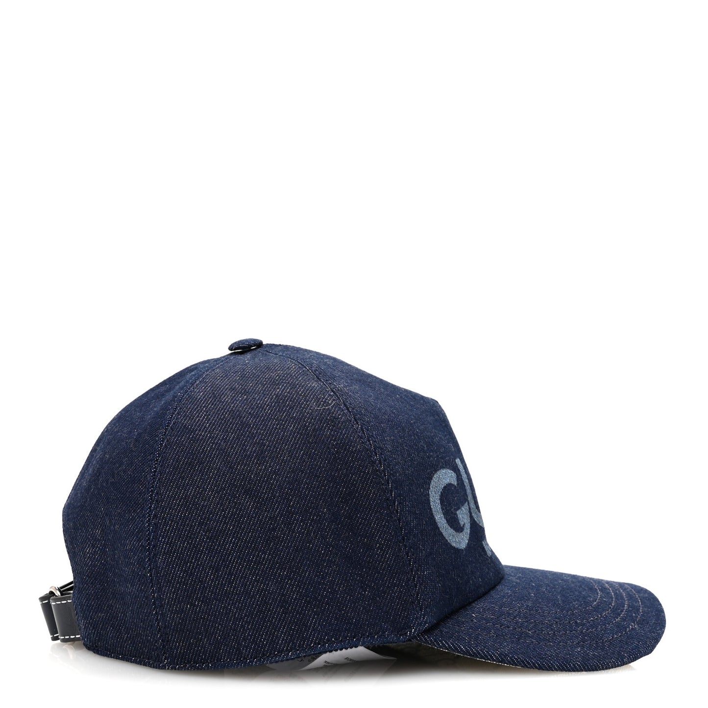 Lasered Denim Monogram Logo Baseball Hat L Blue