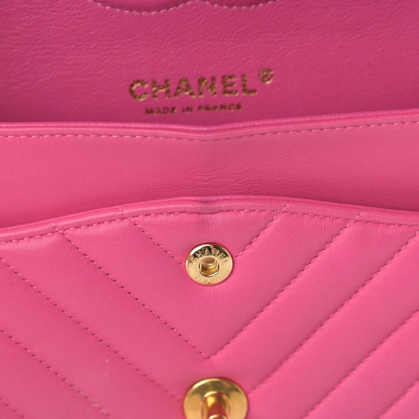 Lambskin Chevron Quilted Medium Double Flap Pink