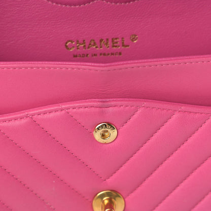 Chanel Lambskin Chevron Quilted Medium Double Flap Pink 13 of 24
