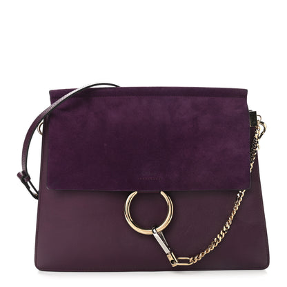 Chloe Suede Calfskin Medium Faye Shoulder Bag Dark Purple 1 of 11