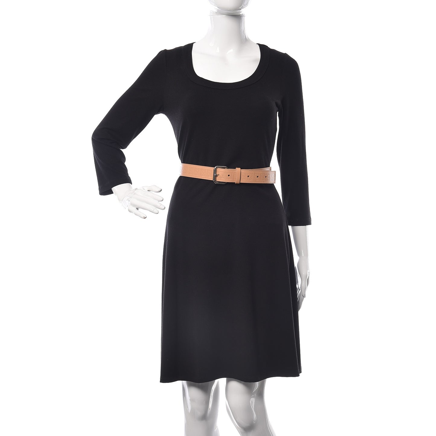 Calfskin FF Embossed Belt 90 36 Beige