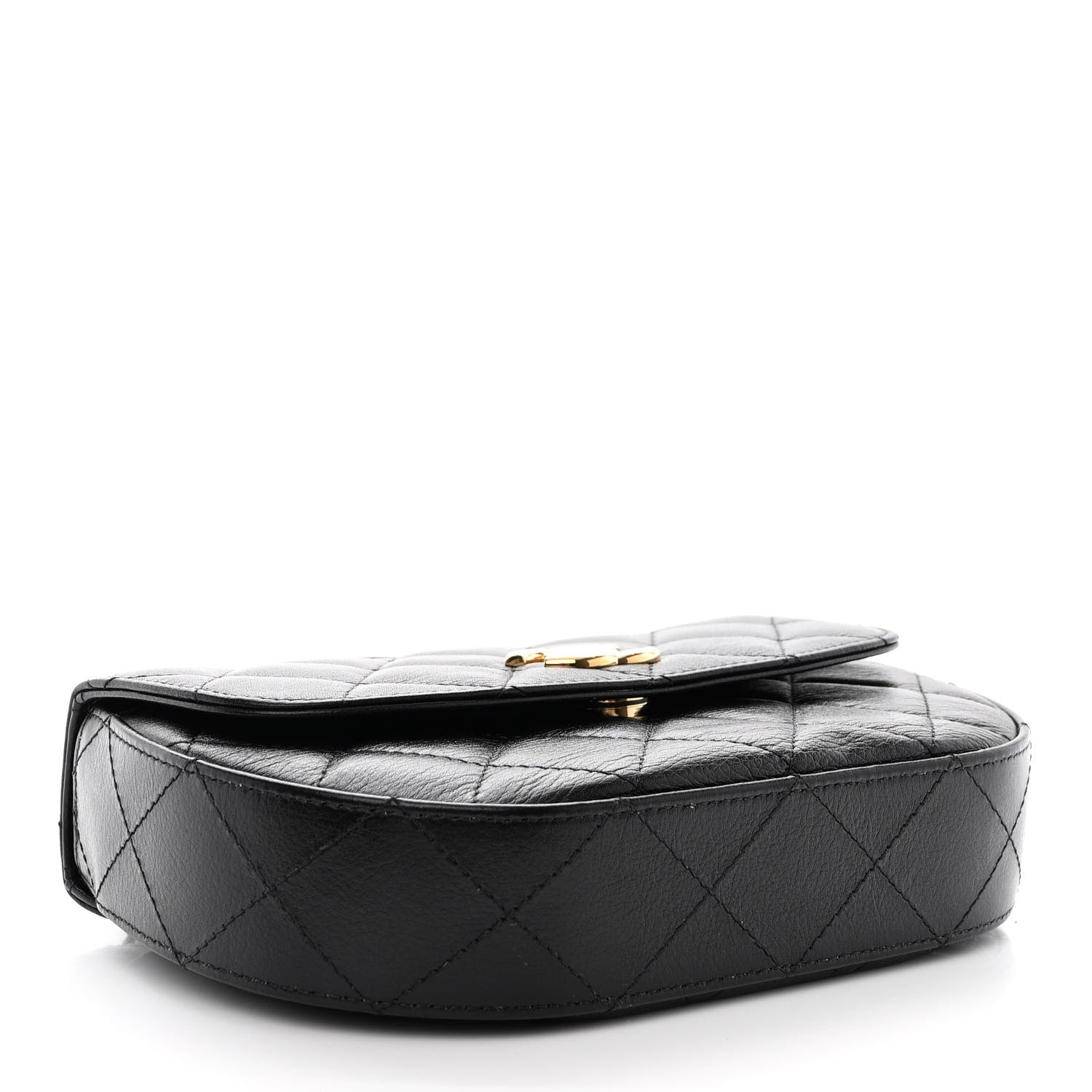 Chanel Shiny Aged Calfskin Quilted Top Handle Clutch With Chain Black 4 of 11