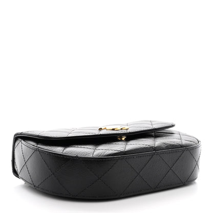 Chanel Shiny Aged Calfskin Quilted Top Handle Clutch With Chain Black 4 of 11