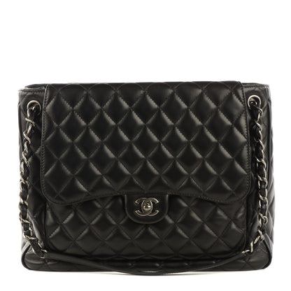 Chanel Lambskin Quilted Front Flap Tote Black 1 of 8