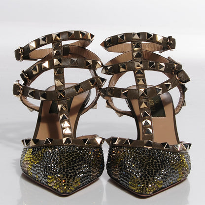 Valentino Garavani Crystal Camouflage Rockstud Ankle Strap 65mm Pumps 35 Black 3 of 5