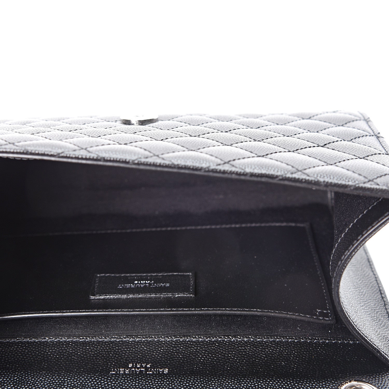 Saint Laurent Grain De Poudre Textured Mixed Matelasse Triquilt Medium Monogram Satchel Black 4 of 9