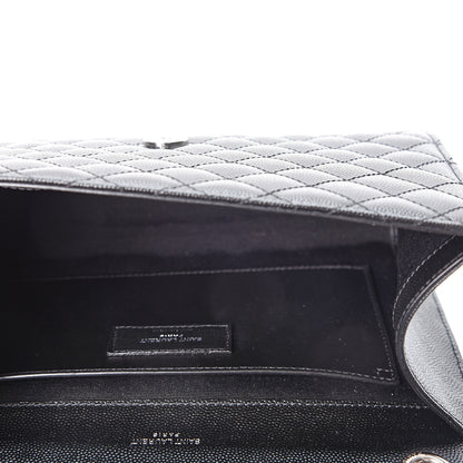 Saint Laurent Grain De Poudre Textured Mixed Matelasse Triquilt Medium Monogram Satchel Black 4 of 9