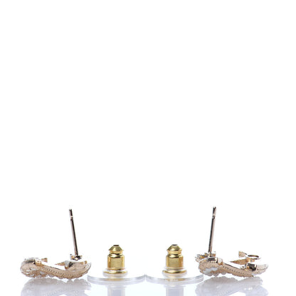 Chanel Crystal Pearl CC Earrings Gold 3 of 4