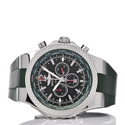 Breitling Stainless Steel Rubber 49mm Bentley GMT Chronograph Automatic Watch Green A47362 3 of 9