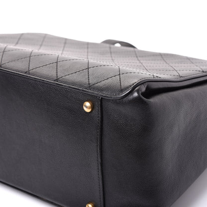 Chanel Calfskin Stitched Large Straight Lines Shopping Tote Black 8 of 12