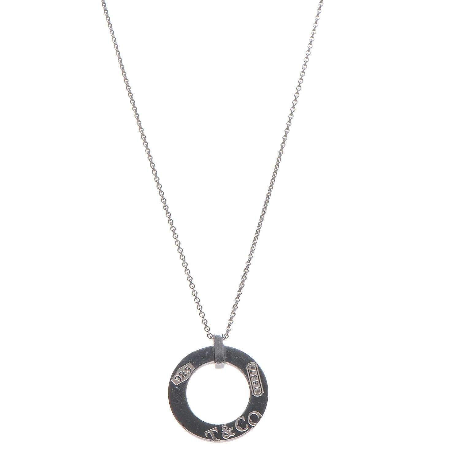 Tiffany Sterling Silver 1837 Open Circle Pendant Necklace 5 of 8