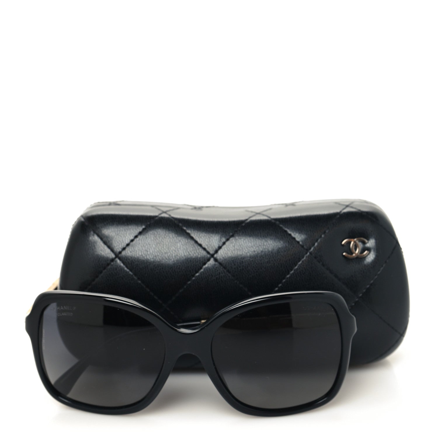 Chanel Crystal Baguette Polarized Square Sunglasses 5308-B Black 8 of 8