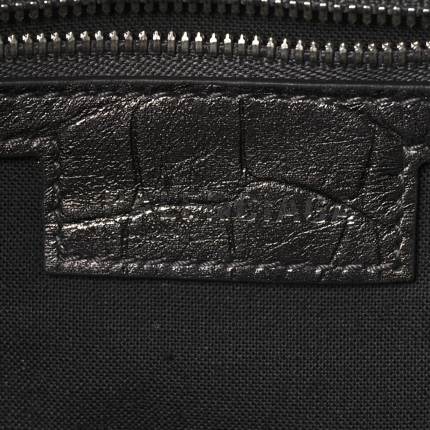 Metallic Calfskin Crocodile Embossed Crystal Small Le Cagole Shoulder Bag Gunmetal