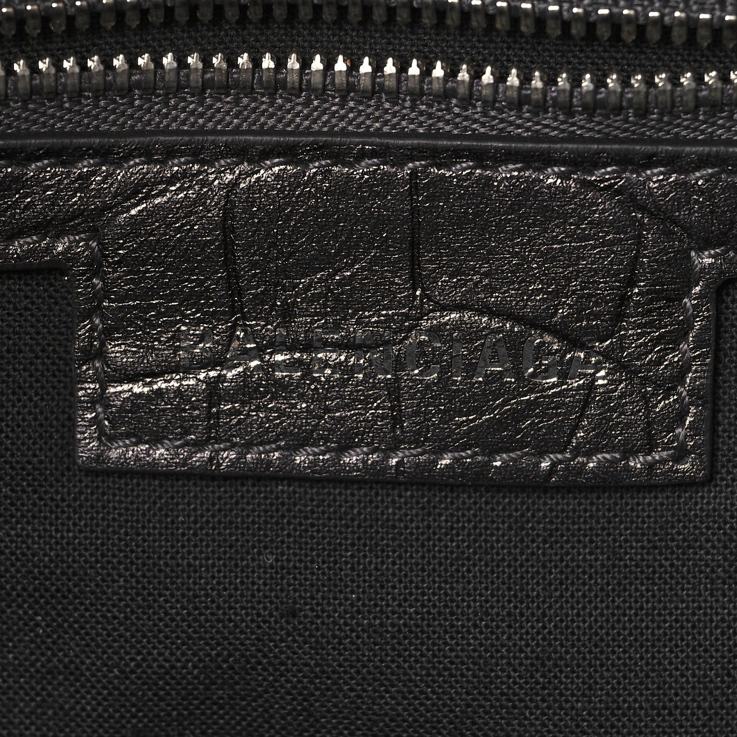 Balenciaga Metallic Calfskin Crocodile Embossed Crystal Small Le Cagole Shoulder Bag Gunmetal 7 of 11