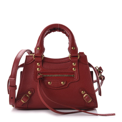 Balenciaga Grained Calfskin Neo Classic Gold Hardware Nano City Crossbody Medium Red 1 of 10