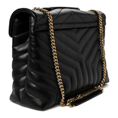 Saint Laurent Calfskin Y Quilted Monogram Medium Loulou Chain Satchel Black 3 of 11