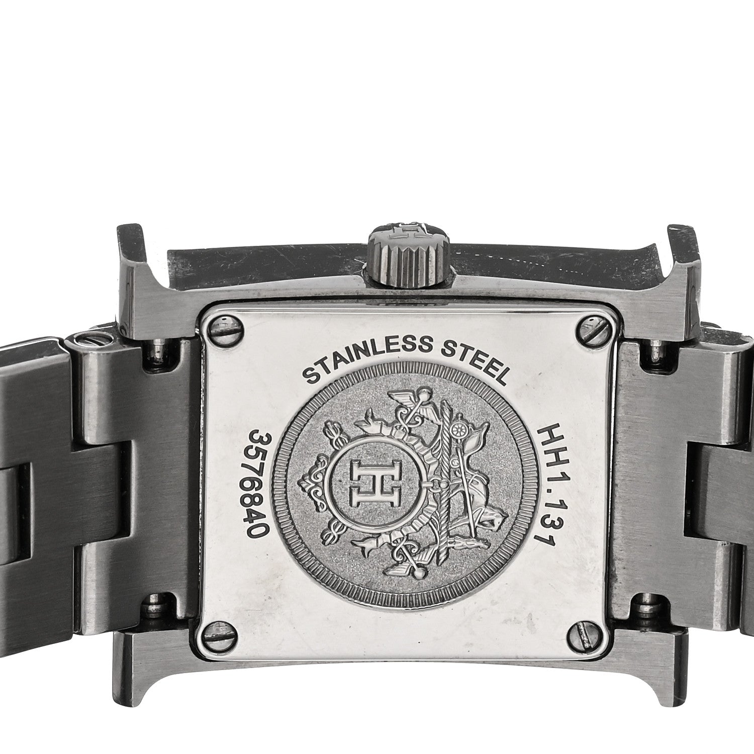 Hermes Stainless Steel Diamond Bezel Mother of Pearl 17.2mm Heure H Hour Quartz Watch 4 of 5