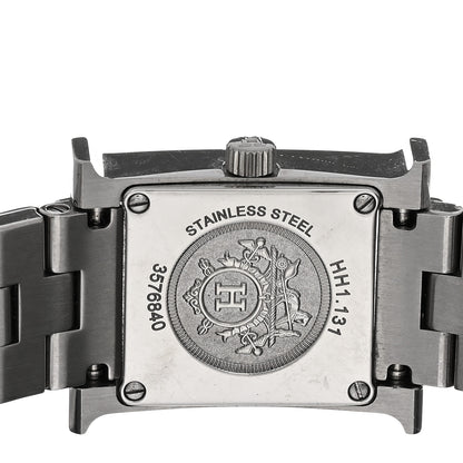 Hermes Stainless Steel Diamond Bezel Mother of Pearl 17.2mm Heure H Hour Quartz Watch 4 of 5