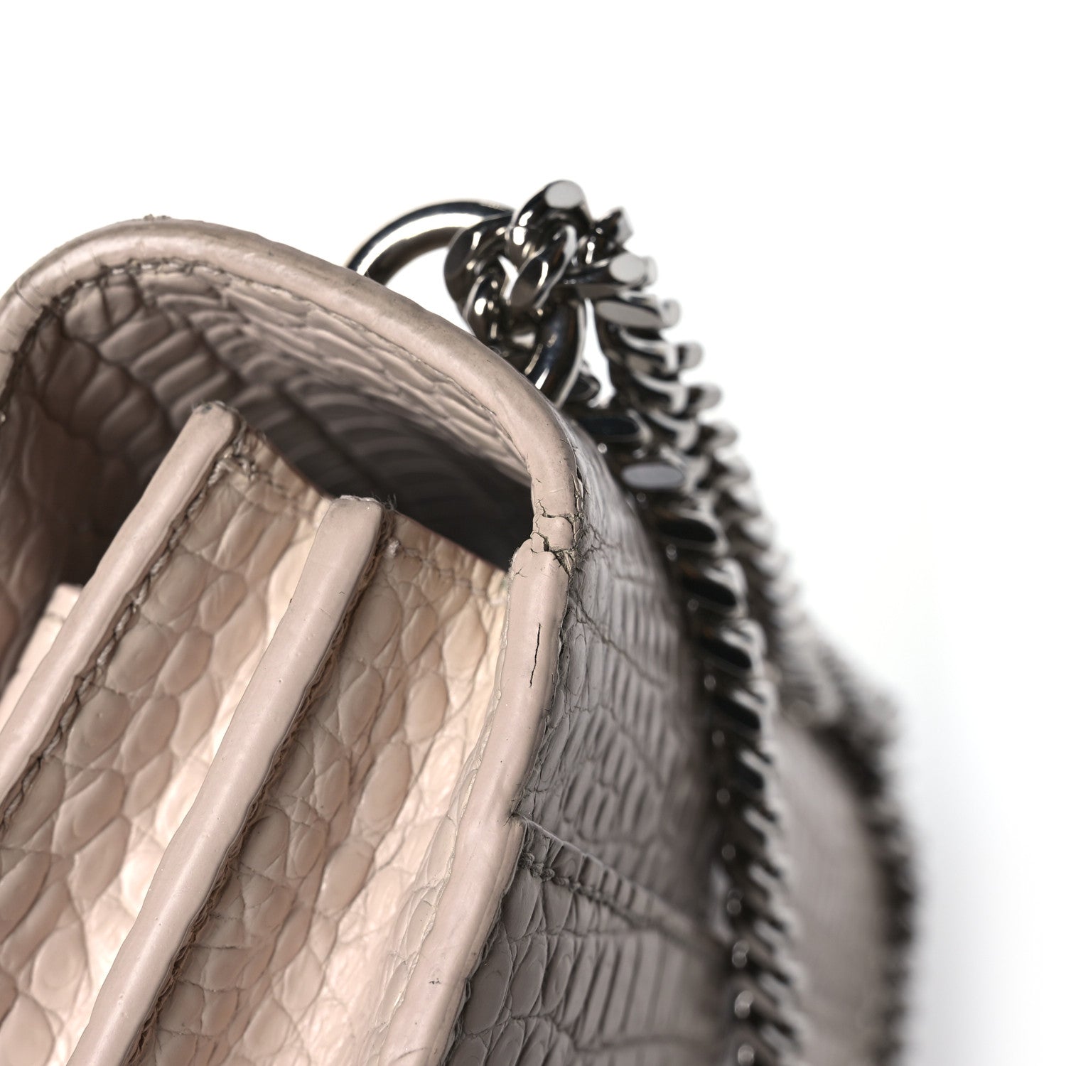 Saint Laurent Calfskin Crocodile Embossed Medium Monogram Sunset Dark Beige 13 of 13
