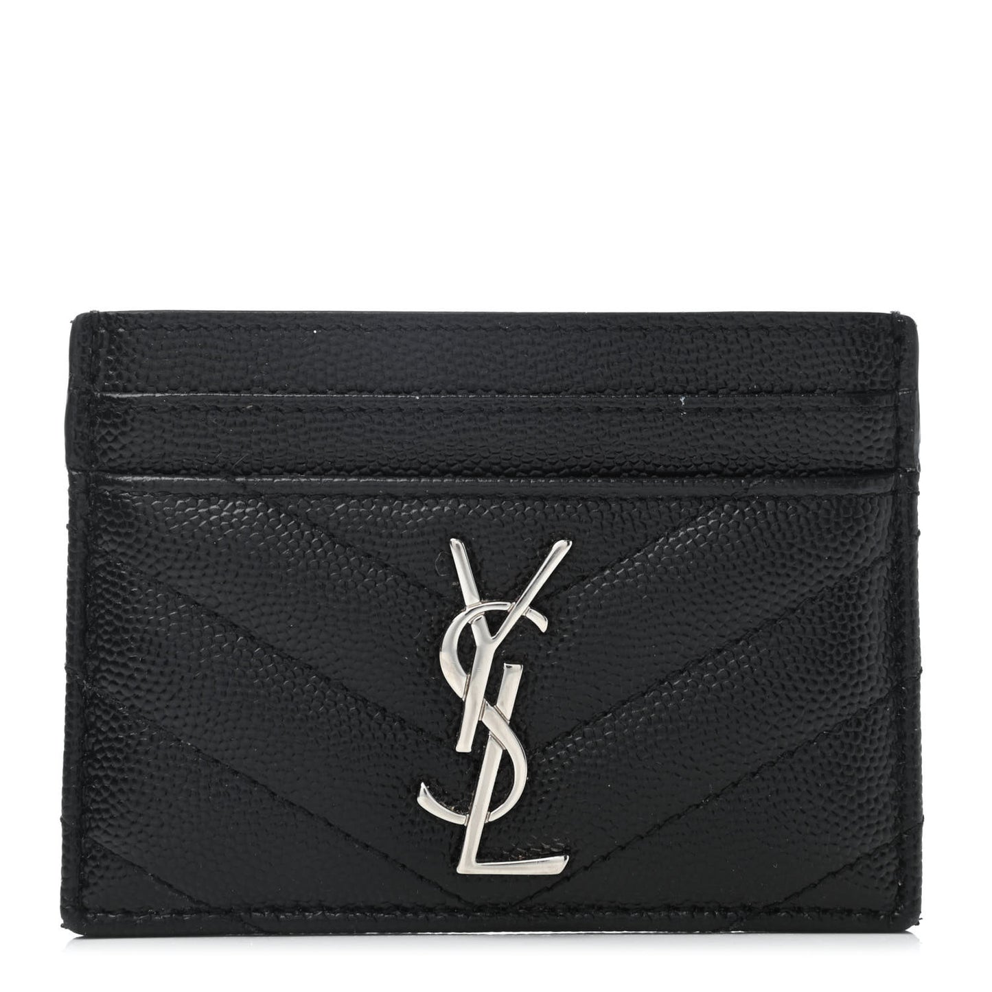 Grain De Poudre Matelasse Chevron Monogram Credit Card Case Black