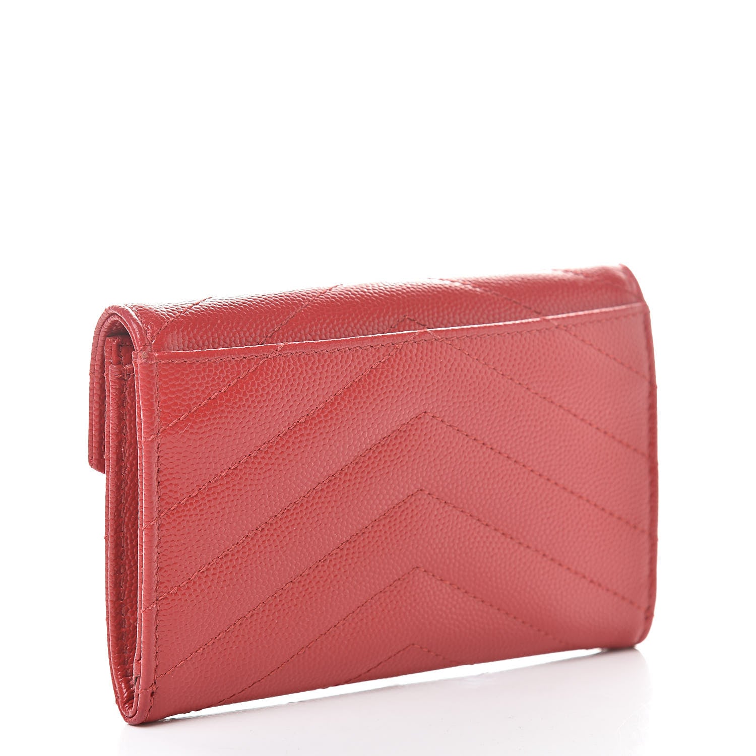 Saint Laurent Grain De Poudre Matelasse Chevron Small Monogram Envelope Wallet Rouge Eros 3 of 8