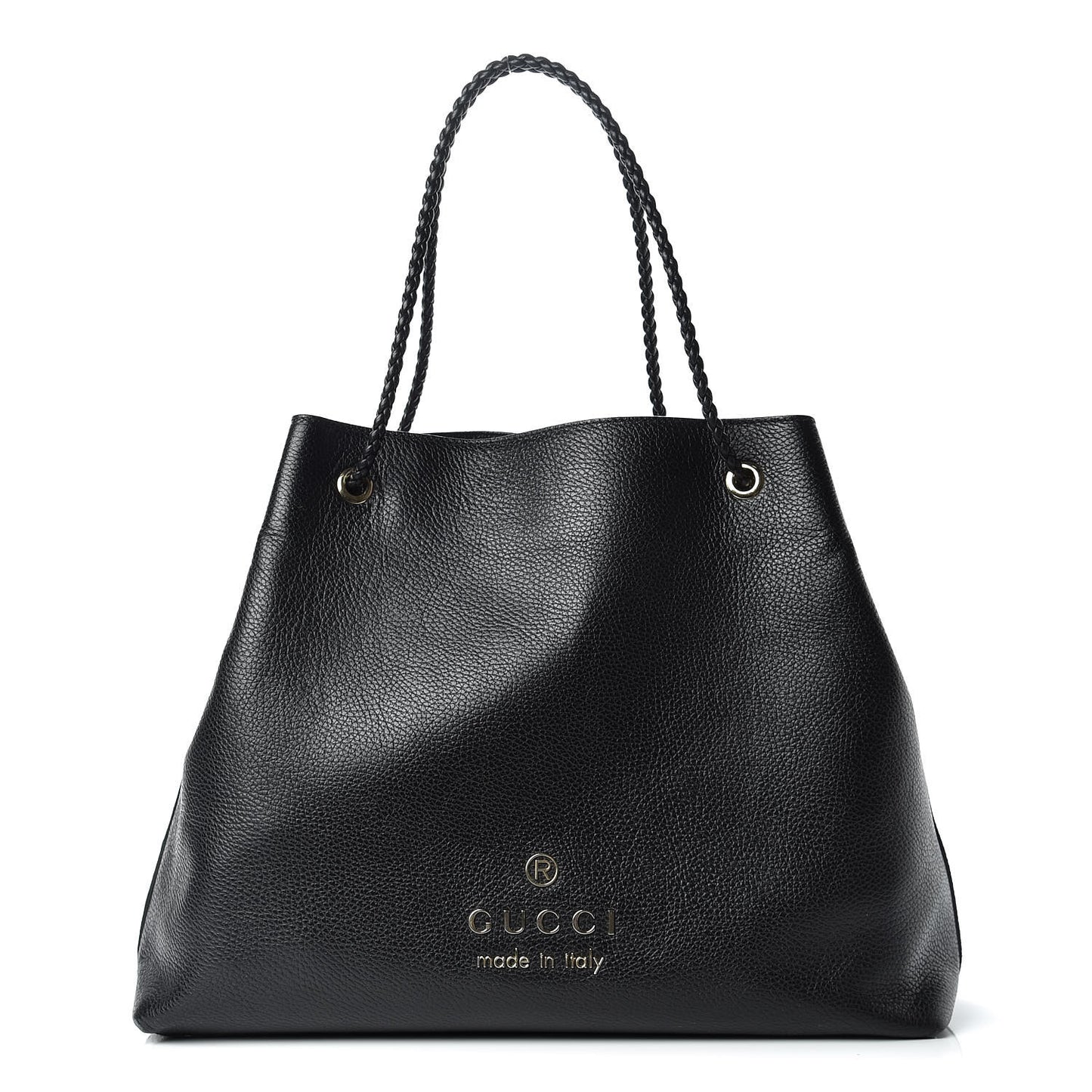 Calfskin Large Gifford Braided Handle Tote Black