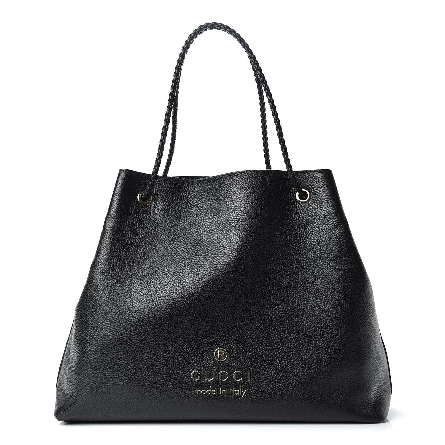 Gucci Calfskin Large Gifford Braided Handle Tote Black 1 of 14