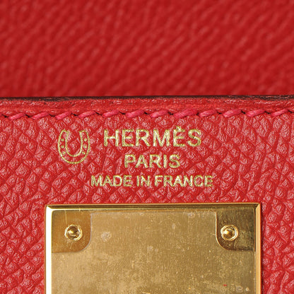 Hermes Epsom Horseshoe Kelly Sellier 28 Rouge Casaque Etain 21 of 36