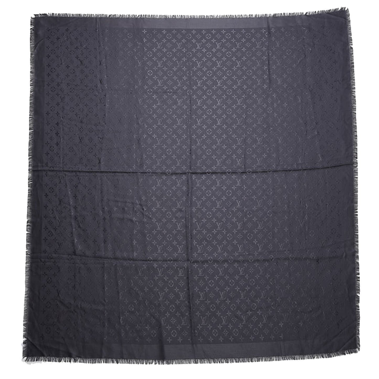 Wool Silk Monogram Shawl Anthracite