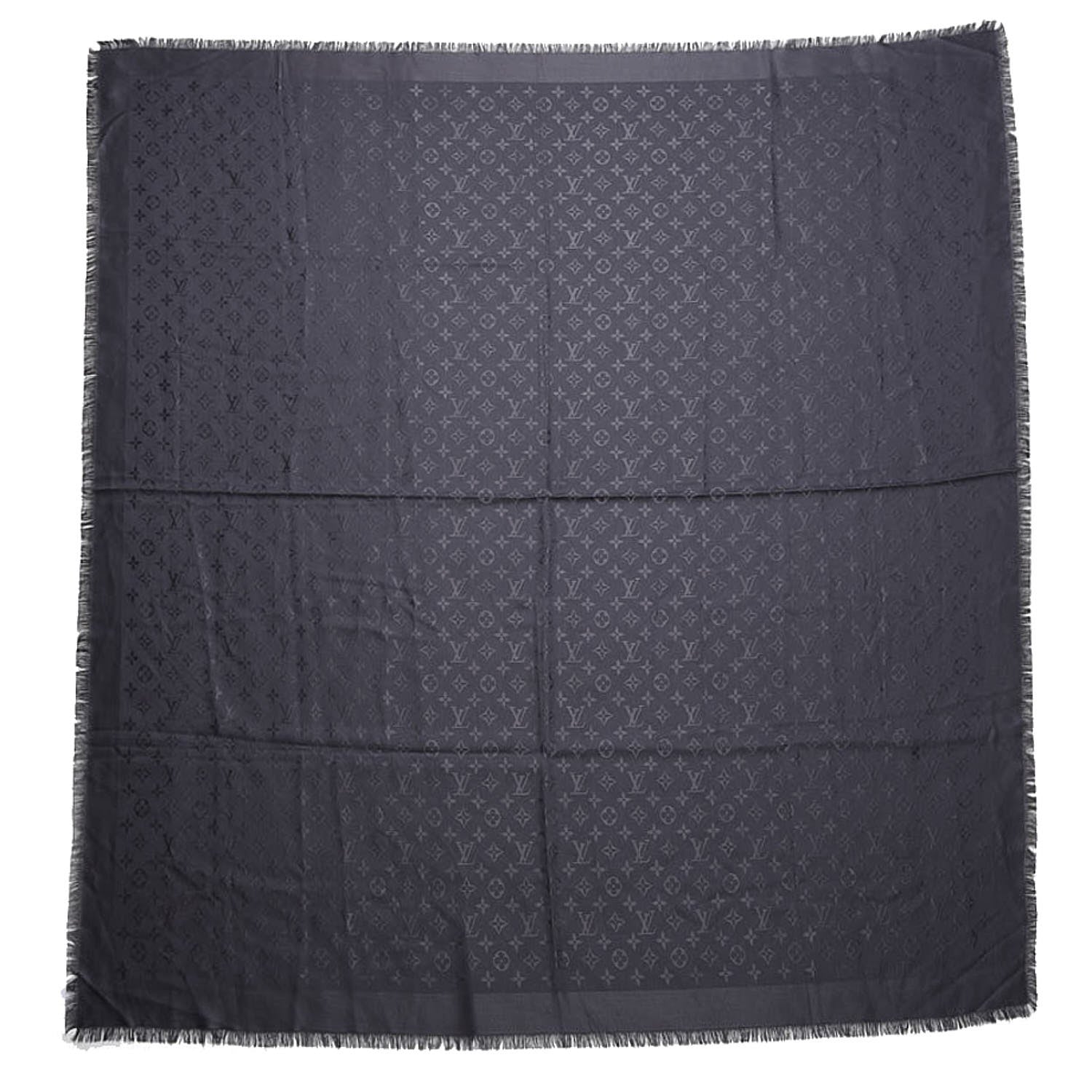 Louis Vuitton Wool Silk Monogram Shawl Anthracite 1 of 5