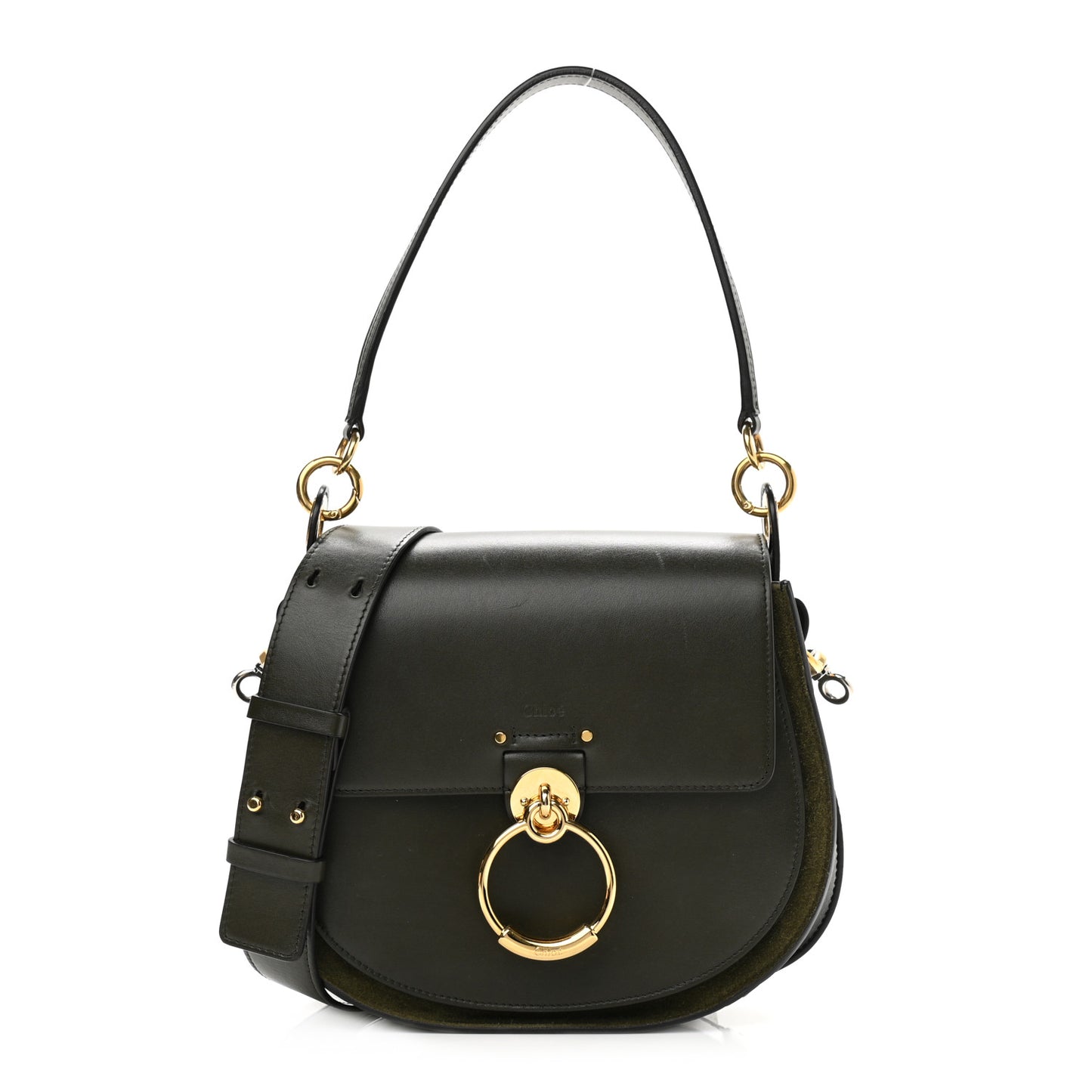 Calfskin Suede Large Tess Bag Deep Forest