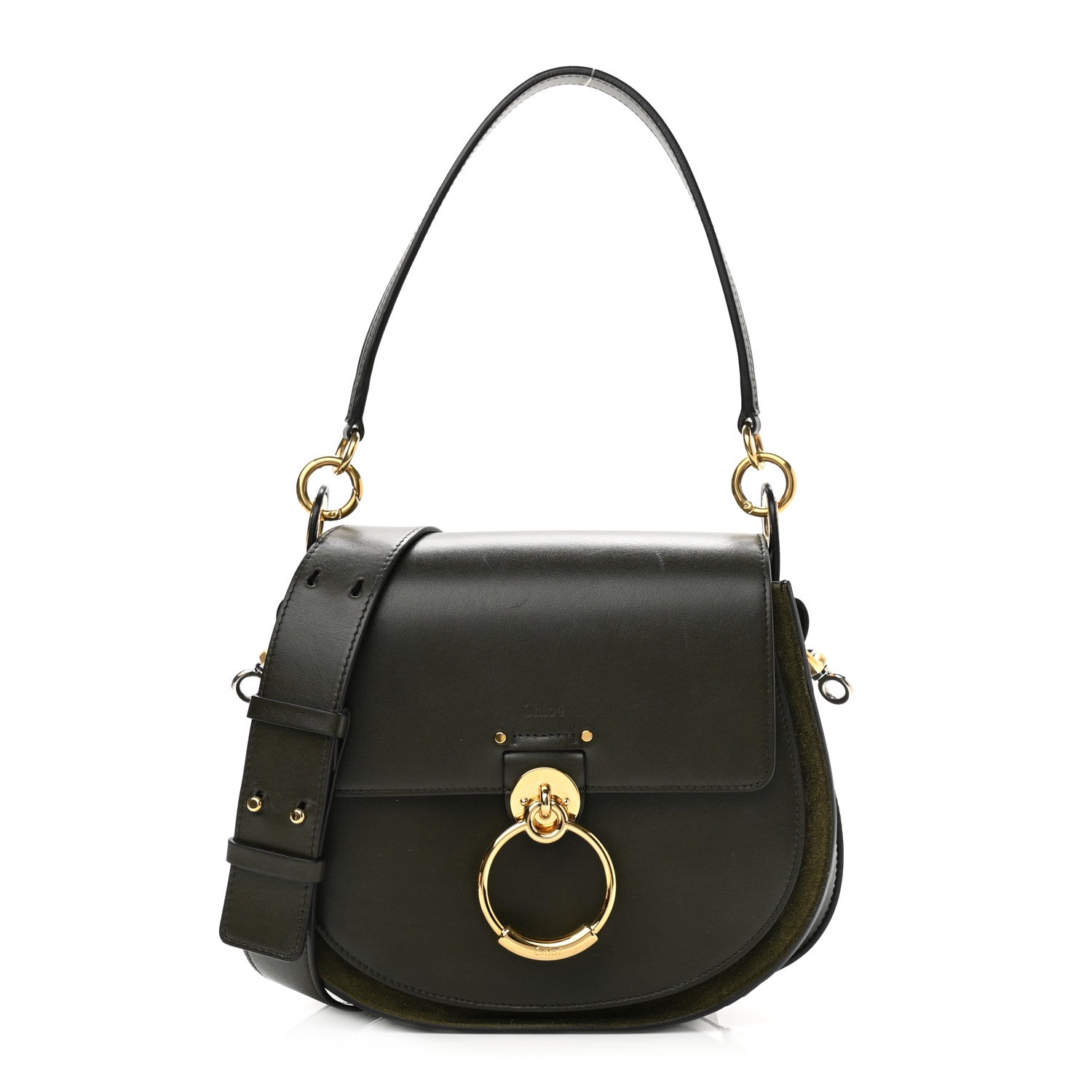 Chloe Calfskin Suede Large Tess Bag Deep Forest 1 of 11