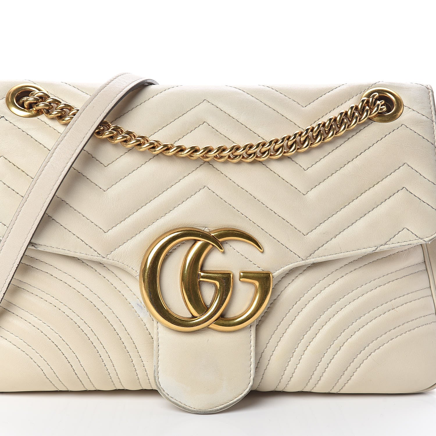 Gucci Calfskin Matelasse Medium GG Marmont Shoulder Bag White 10 of 19