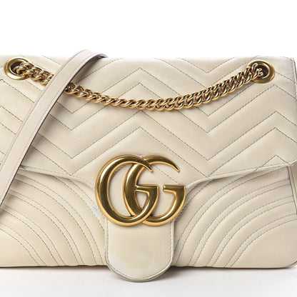 Gucci Calfskin Matelasse Medium GG Marmont Shoulder Bag White 10 of 19