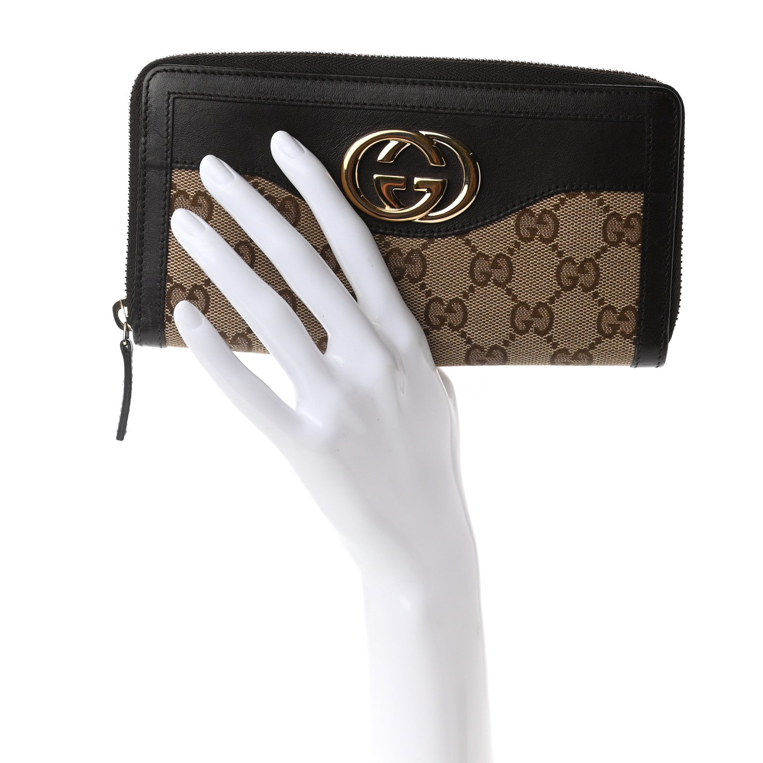 Gucci Monogram Margaux Calfskin Sukey Zip Around Wallet Beige Ebony Cocoa 2 of 6