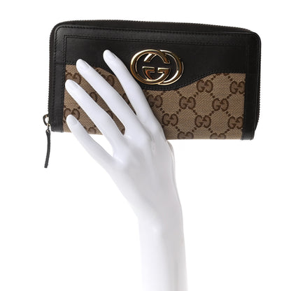 Gucci Monogram Margaux Calfskin Sukey Zip Around Wallet Beige Ebony Cocoa 2 of 6